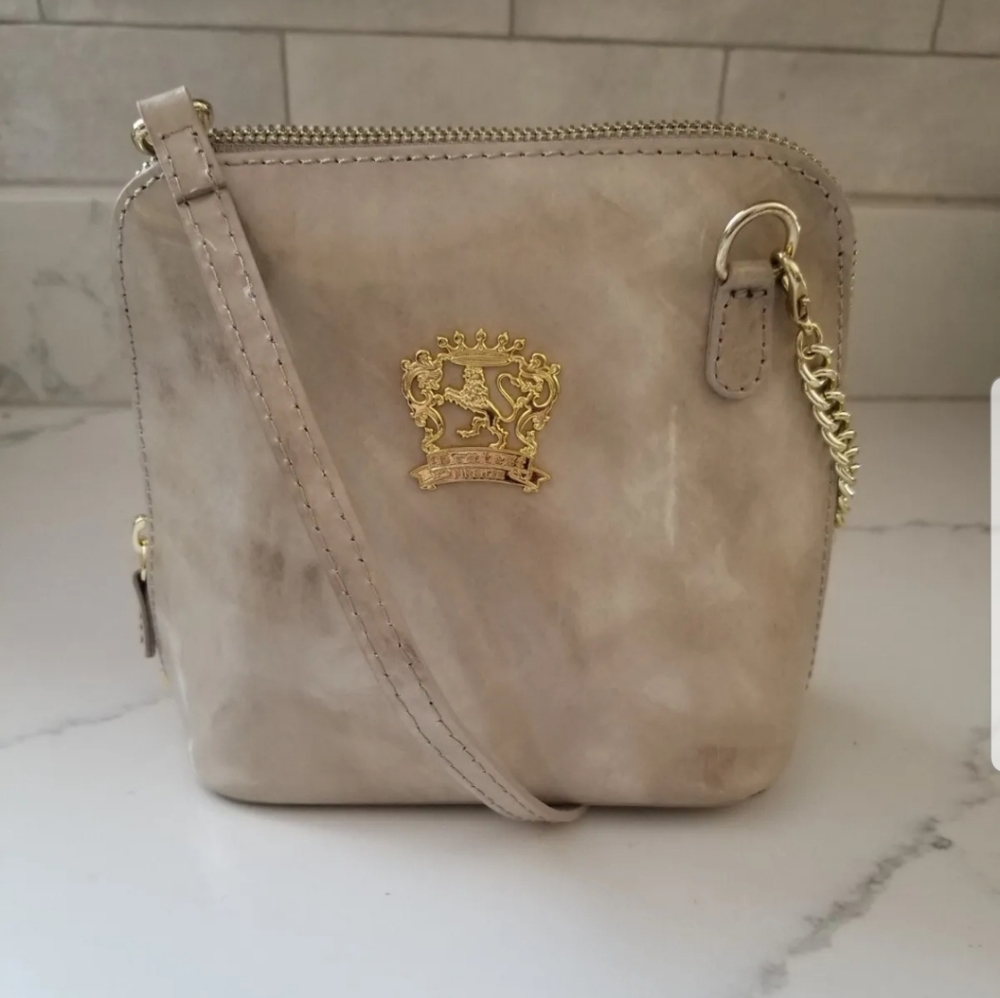Pratesi Firenze Women's Light Taupe Crossbody Leather Zip Purse Handbag